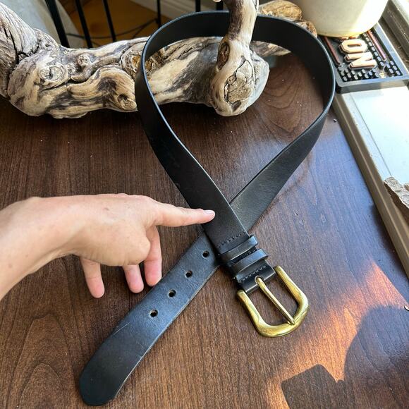 Cherokee genuine Italian leather belt size medium 34 Brass buckle black - Picture 3 of 12